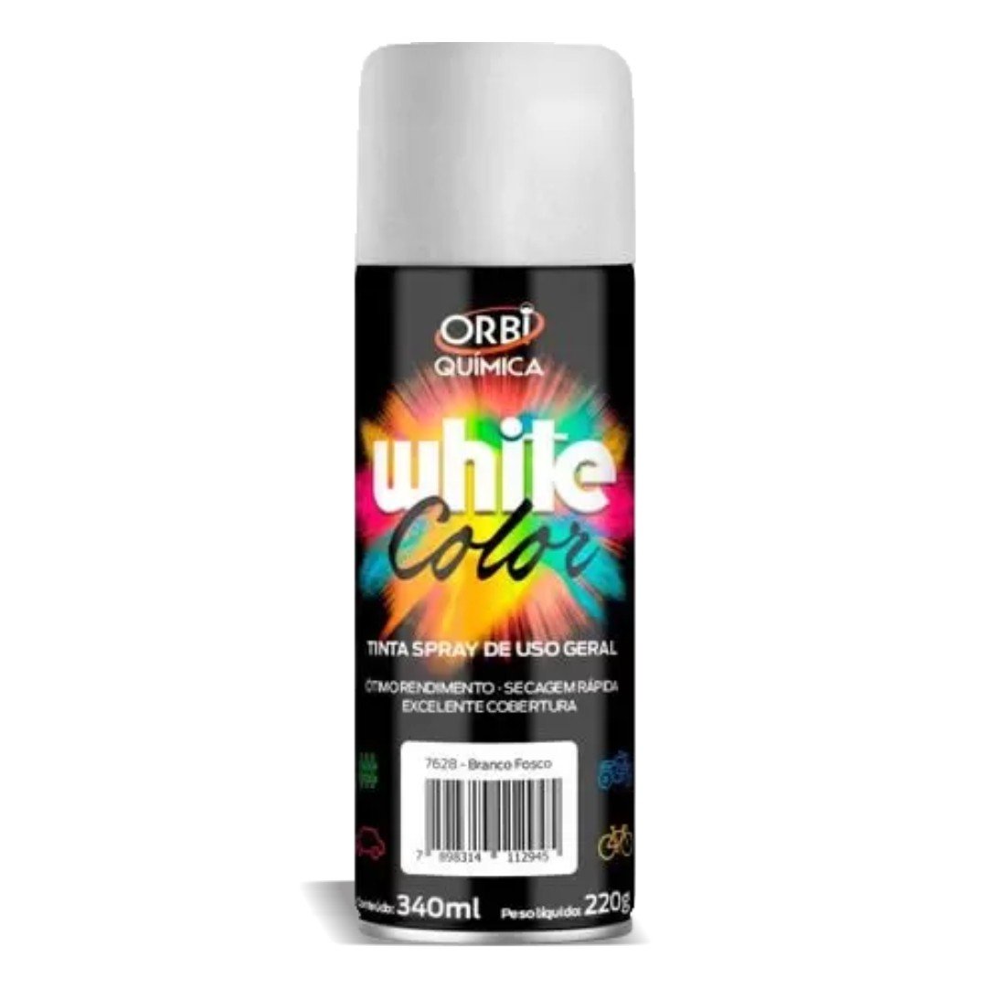 Tinta Spray White Color Uso Geral Branco Fosco Pistão Shop