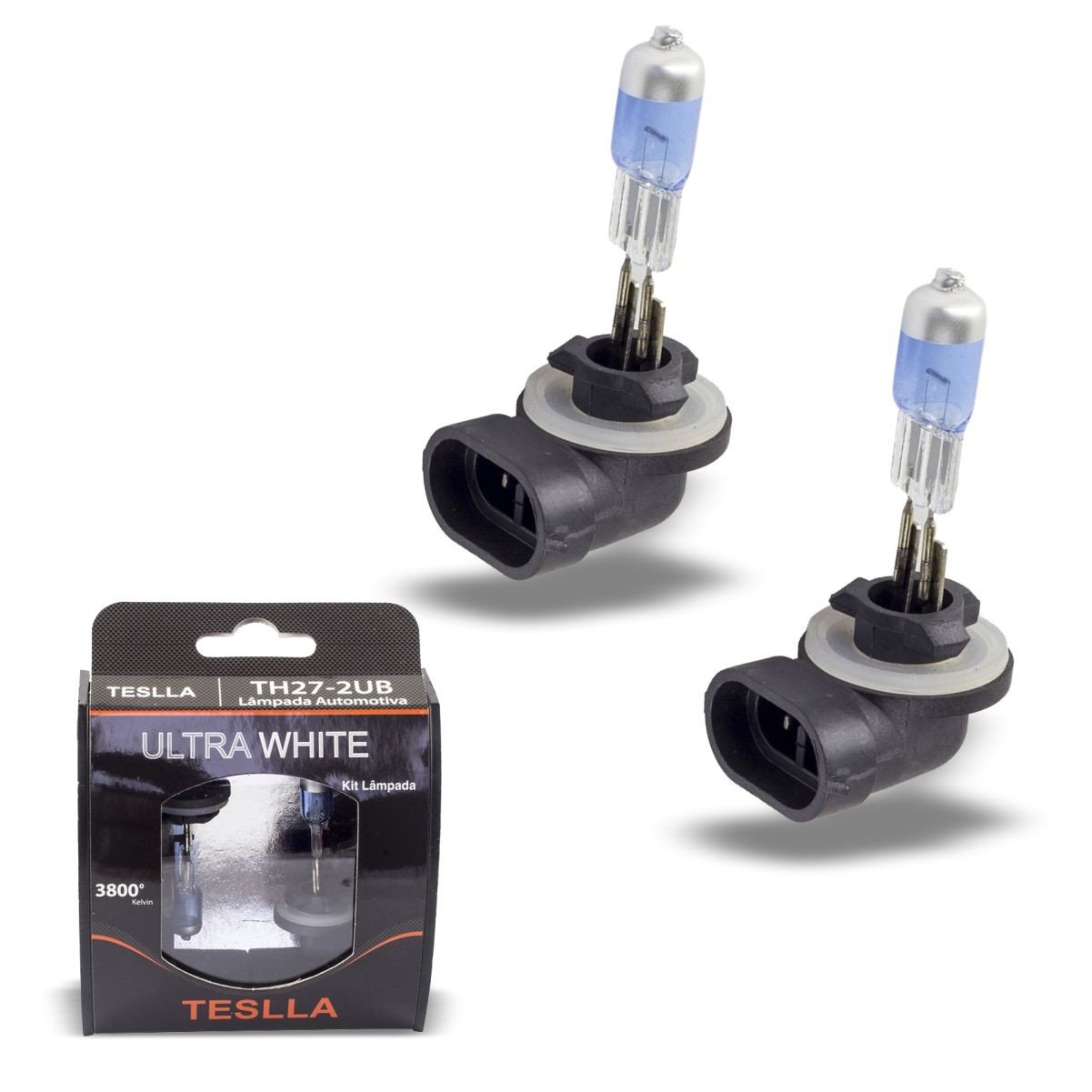 Par Lâmpada H27/2 Teslla Halógena Ultra White 12V 50W 3800K Pistão