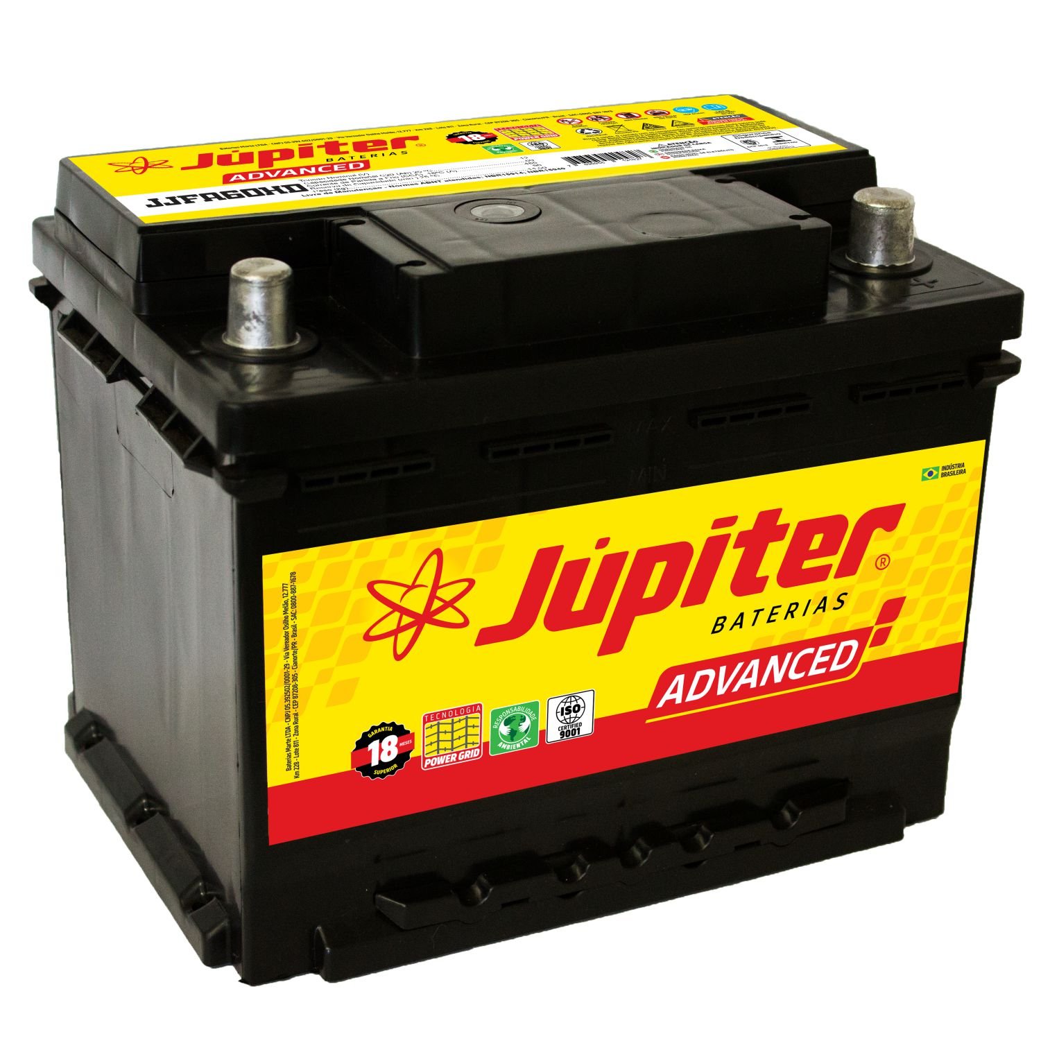 Bateria Júpiter Livre Manutenção 12V 60Ah JJF60HD Pistão Shop